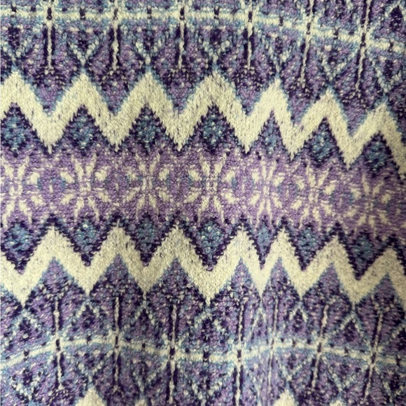 Talbots Purple Cream Zigzag Jacquard Mockneck Sweater Size Medium NEW wool blend - Picture 4 of 10